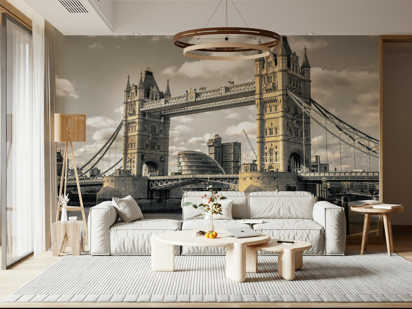 Timeless London Bridge wallpaper for walls imposing twin towers design.
