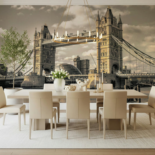 London Bridge wall mural sepia architectural design.