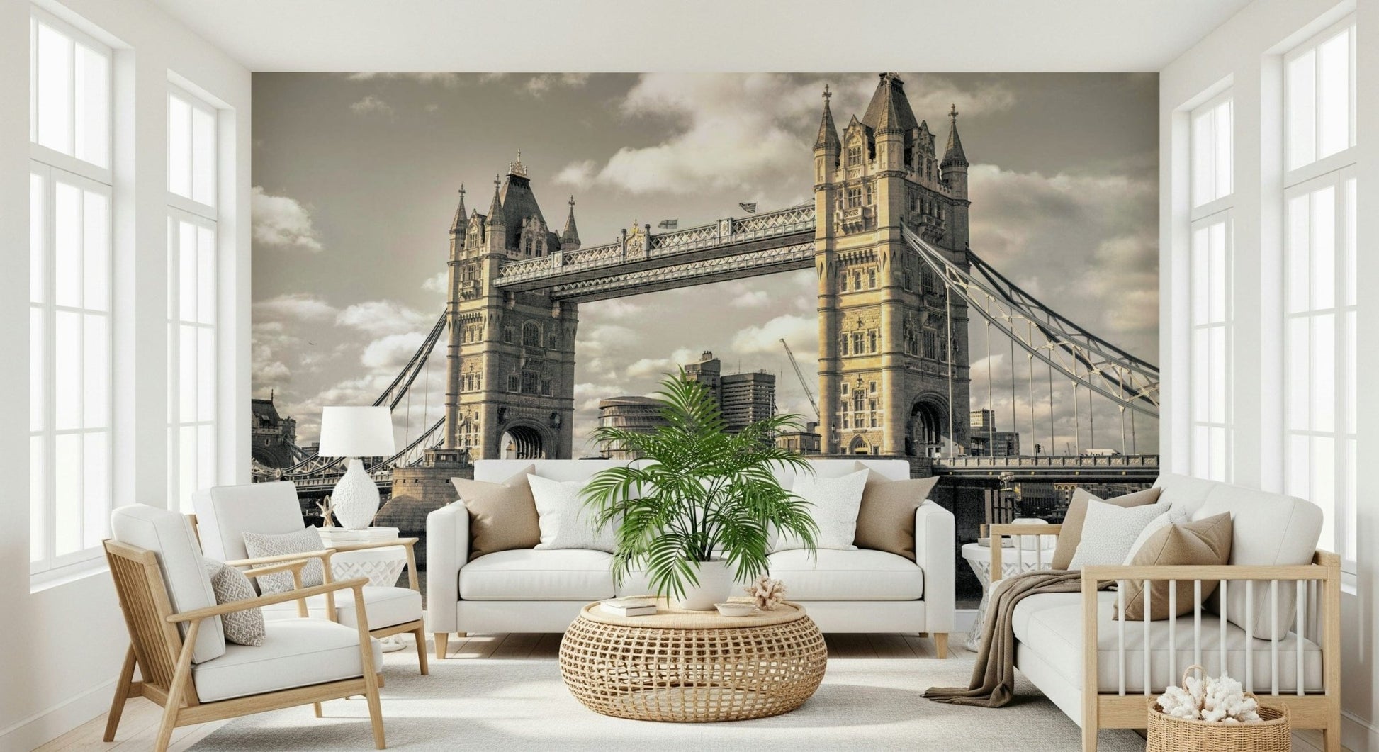 Historic London Bridge scene wall mural print