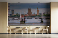 A detail shot of the elegant skyscraper silhouettes against the twilight sky.

