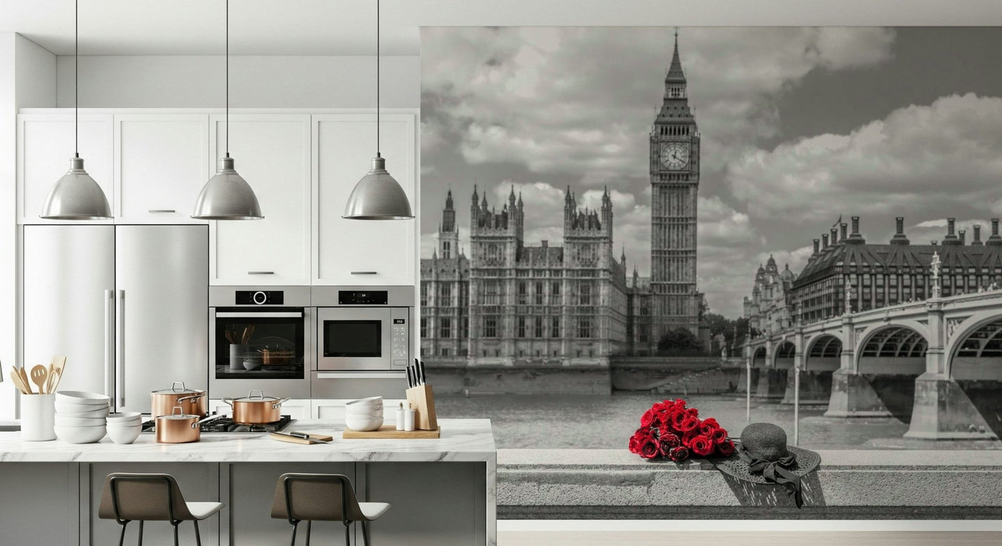 Sophisticated London in Bloom photo, timeless architecture, modern flowers