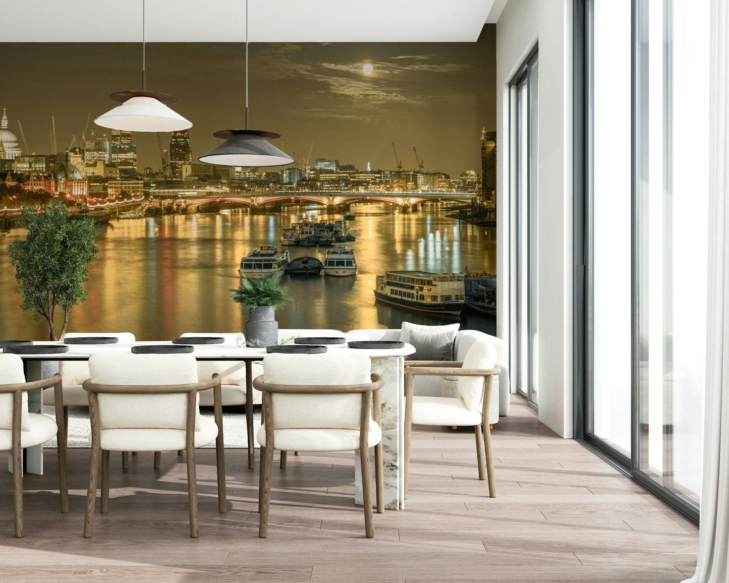 London bridge lights wall mural over water