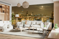 City lights reflection wall mural on Thames