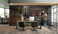 Night view of London Eye on premium peel and stick wallpaper for wall in a modern office.

