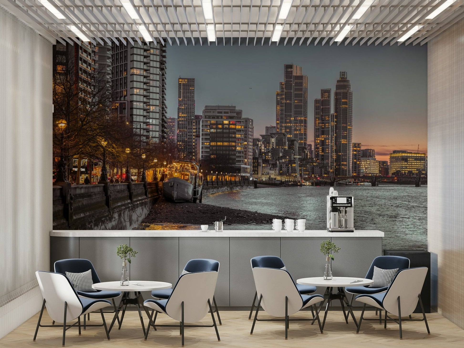 The style is photographic and realistic, capturing the intricate details of the city.
