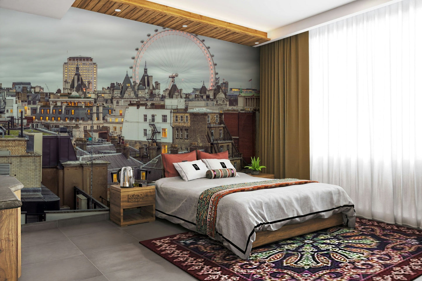 The mural extends across the entire wall, creating a smooth backdrop.

