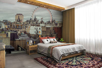 The mural extends across the entire wall, creating a smooth backdrop.

