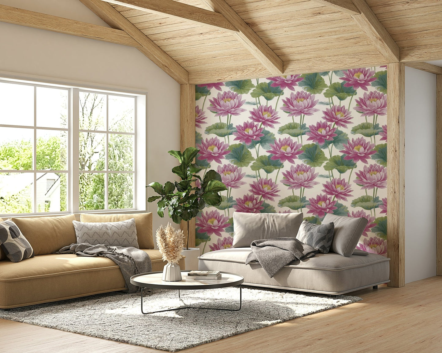 The high-resolution print captures fine details of the lotus petals.

