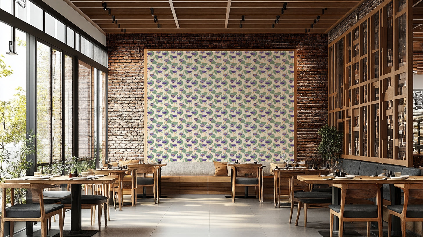 Lotus flower mural with meditative design elements

