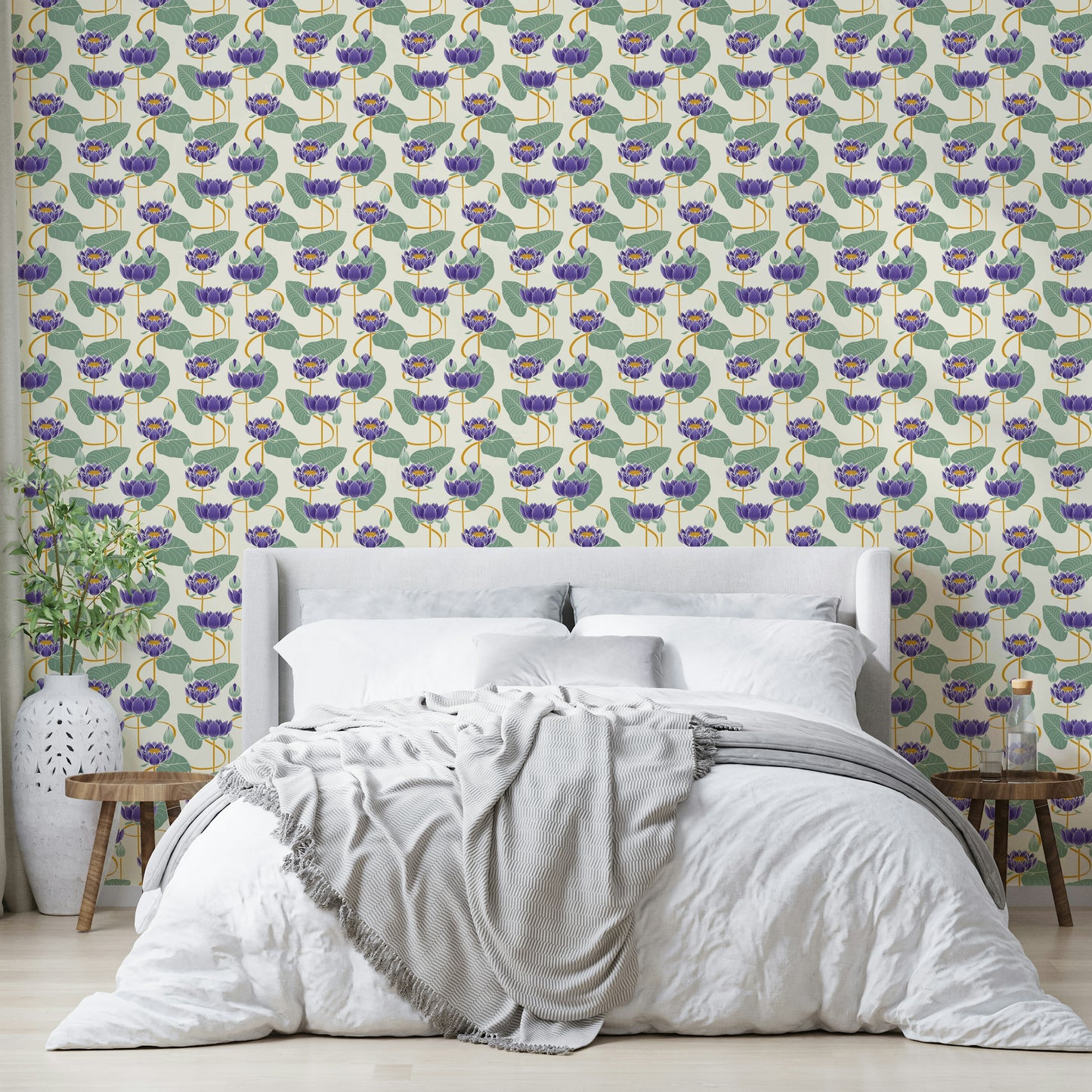 Tranquil lotus wallpaper in soft watercolor textures

