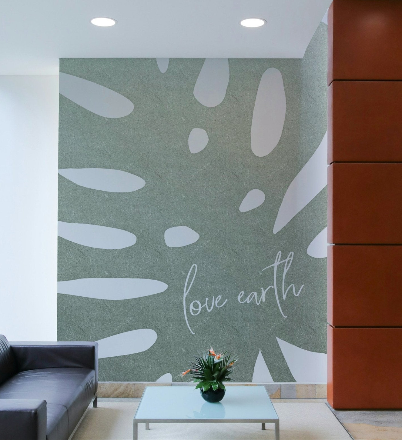 Love Earth wall mural with vibrant green tones

