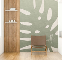 Green nature-inspired Love Earth wall mural for living room

