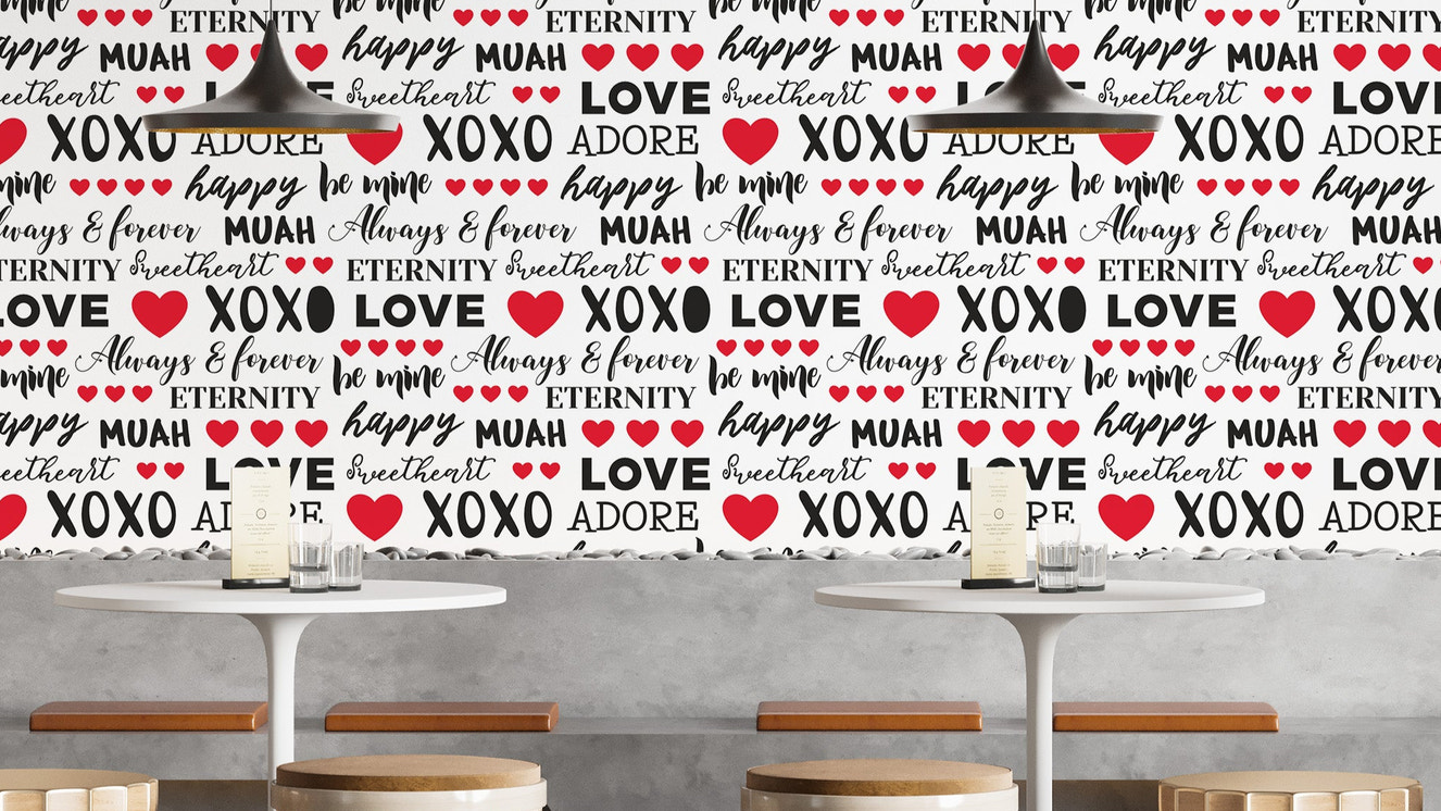 Love Quotes Wallpaper Mural with hearts
