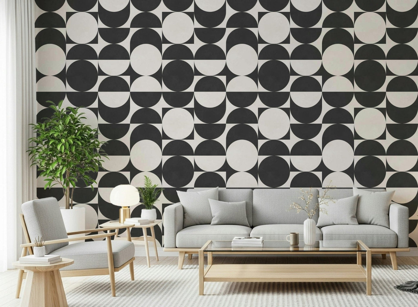 Statement geometric wallpaper in black