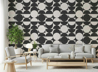 Statement geometric wallpaper in black