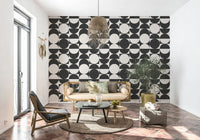 Modern art deco wallpaper in monochrome