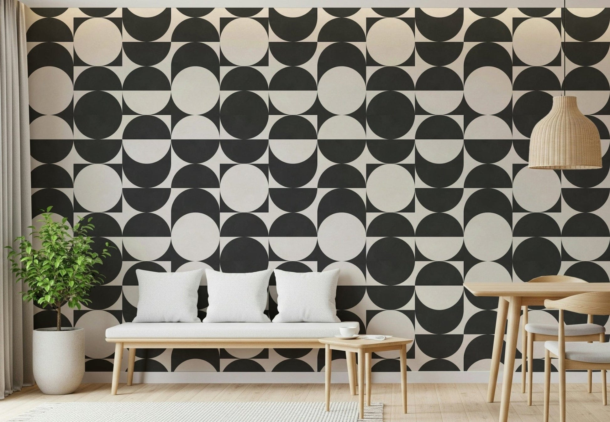 Bold round shape wallpaper in contrast