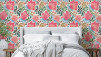 Pink flower wallpaper design

