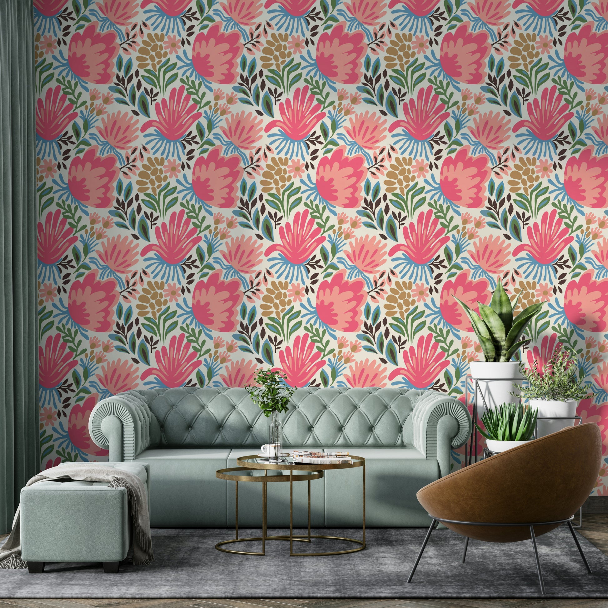 Colorful leaf and flower wallpaper

