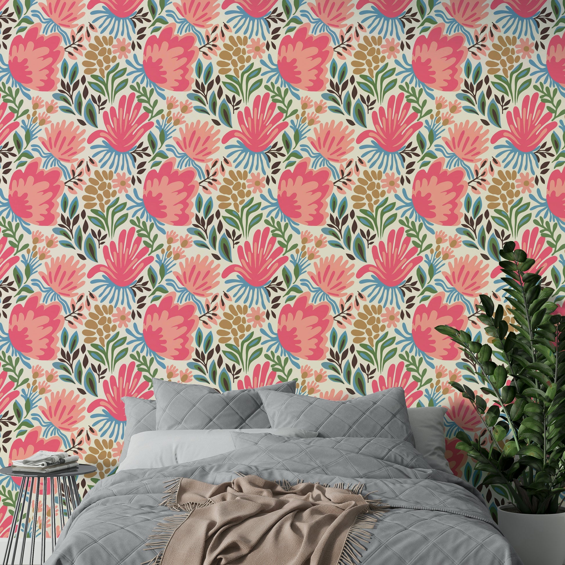 Kids room floral wall design

