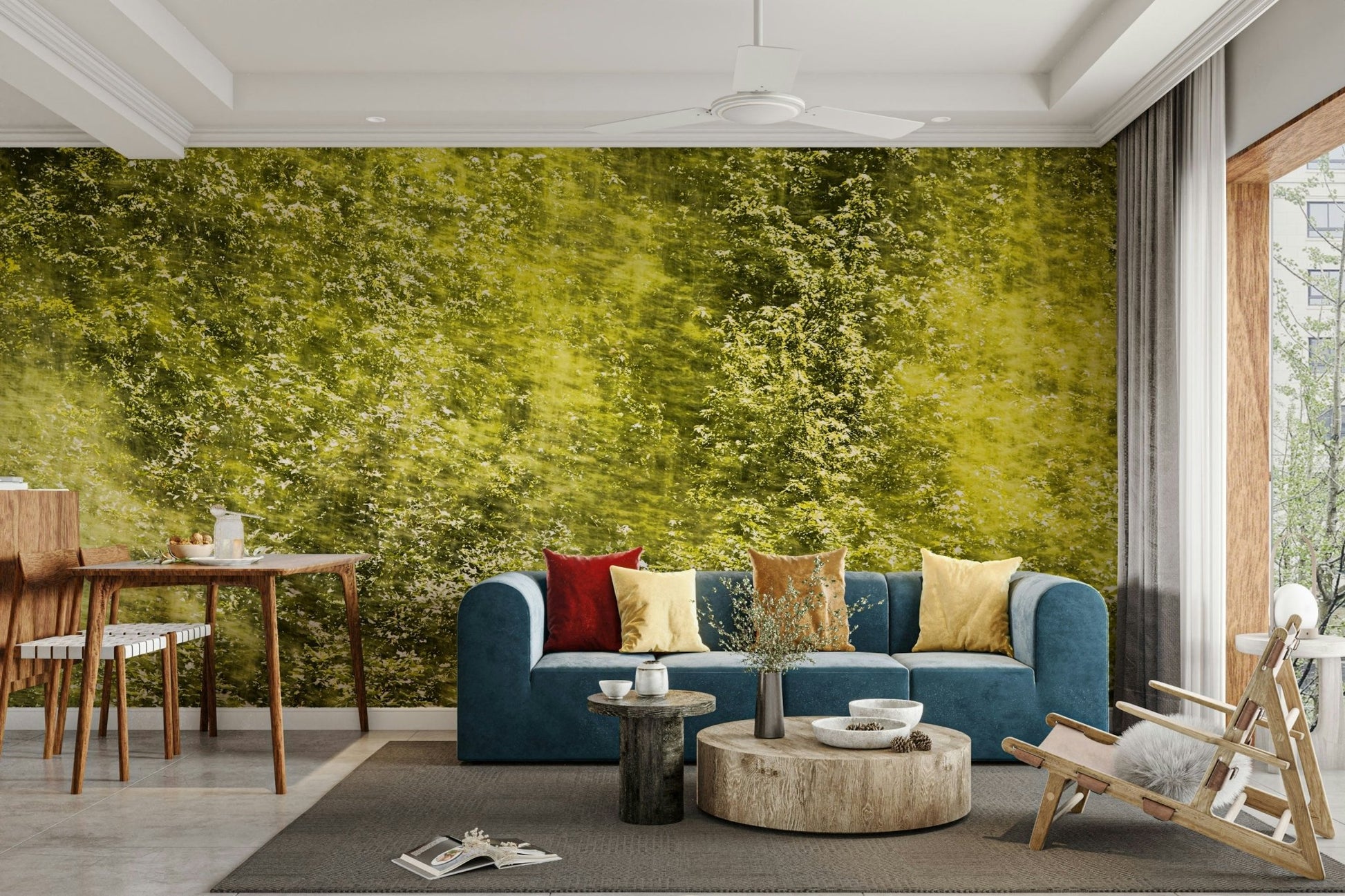 Lush green abstract mural wallpaper
