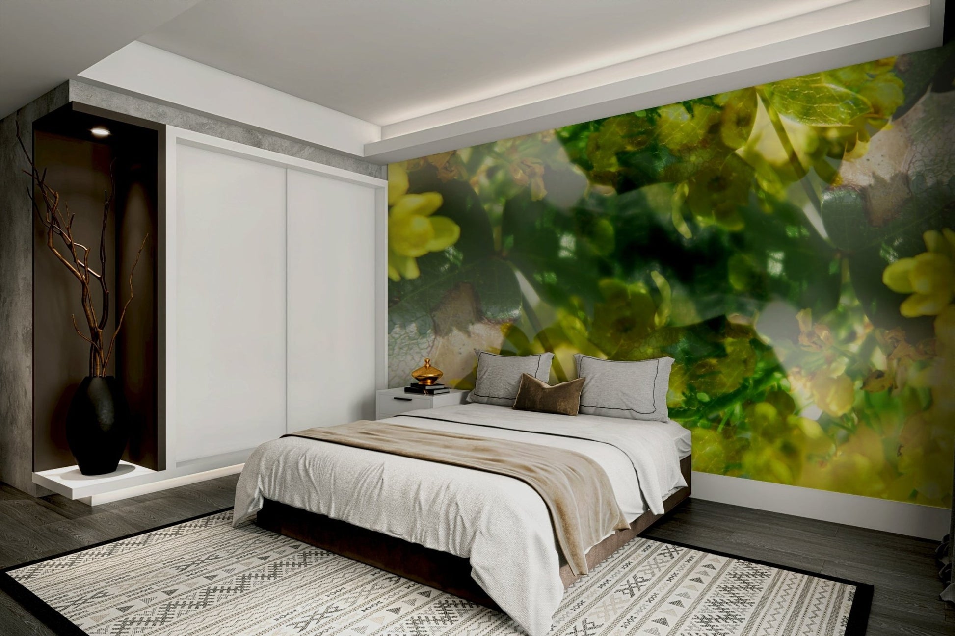 Warm tone floral mural wallpaper
