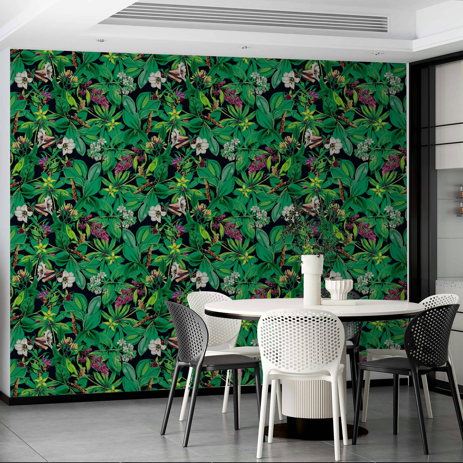 Green Garden floral wallpaper

