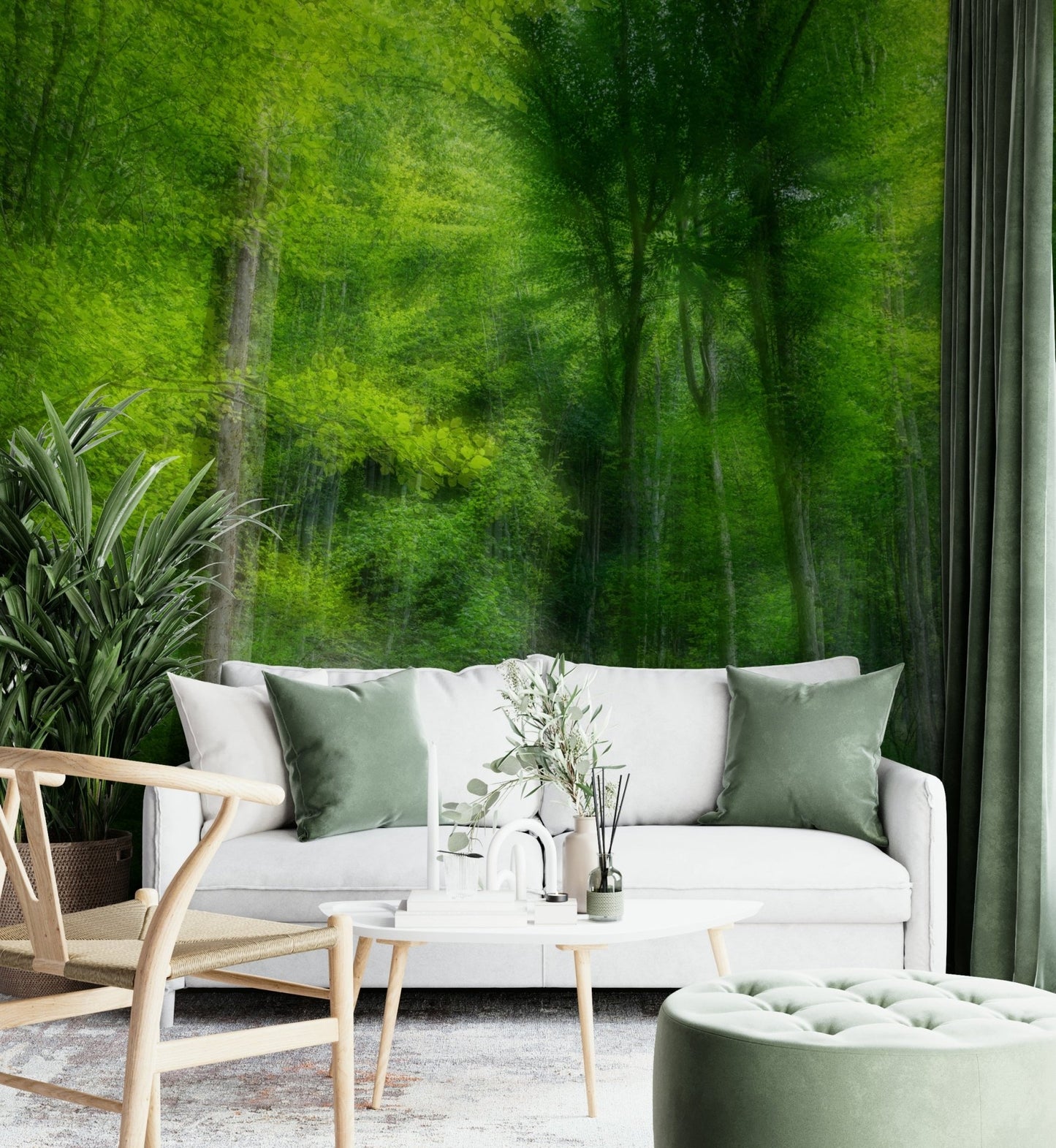 Soft green wallpaper for walls
