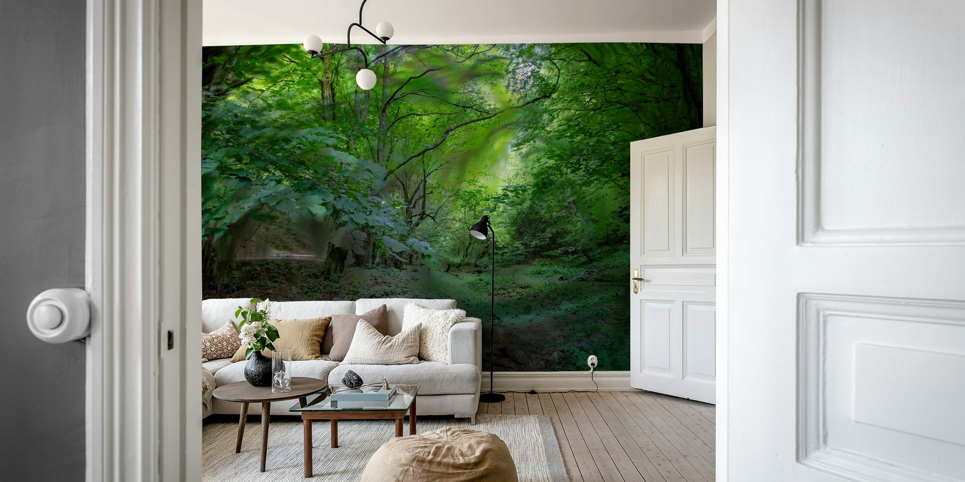 Peaceful forest pathway mural wallpaper
