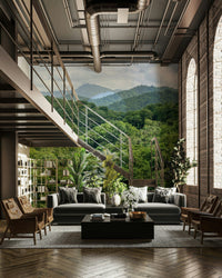 A beautiful serene green hills wallpaper mural for a modern home.

