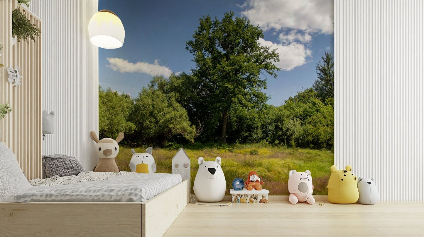 Tall tree landscape mural wallpaper
