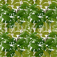 Botanical green wallpaper with monstera leaves and jungle style