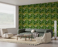 Office Lush Leaf Canopy wallpaper with green botanical repeat
