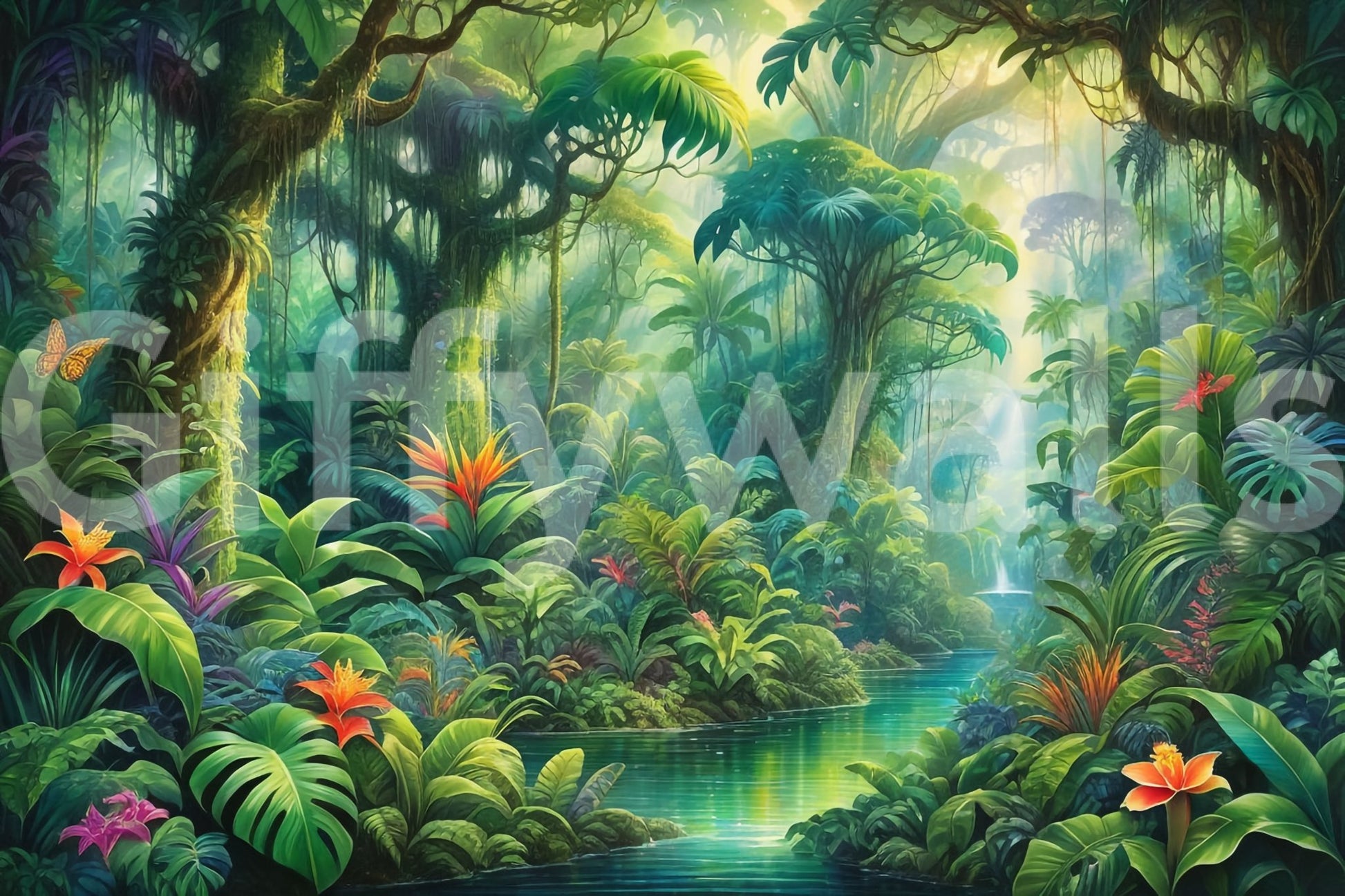 Lush Rainforest Retreat Wall Mural