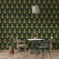 A beautiful modern art wall mural of tropical leaves.

