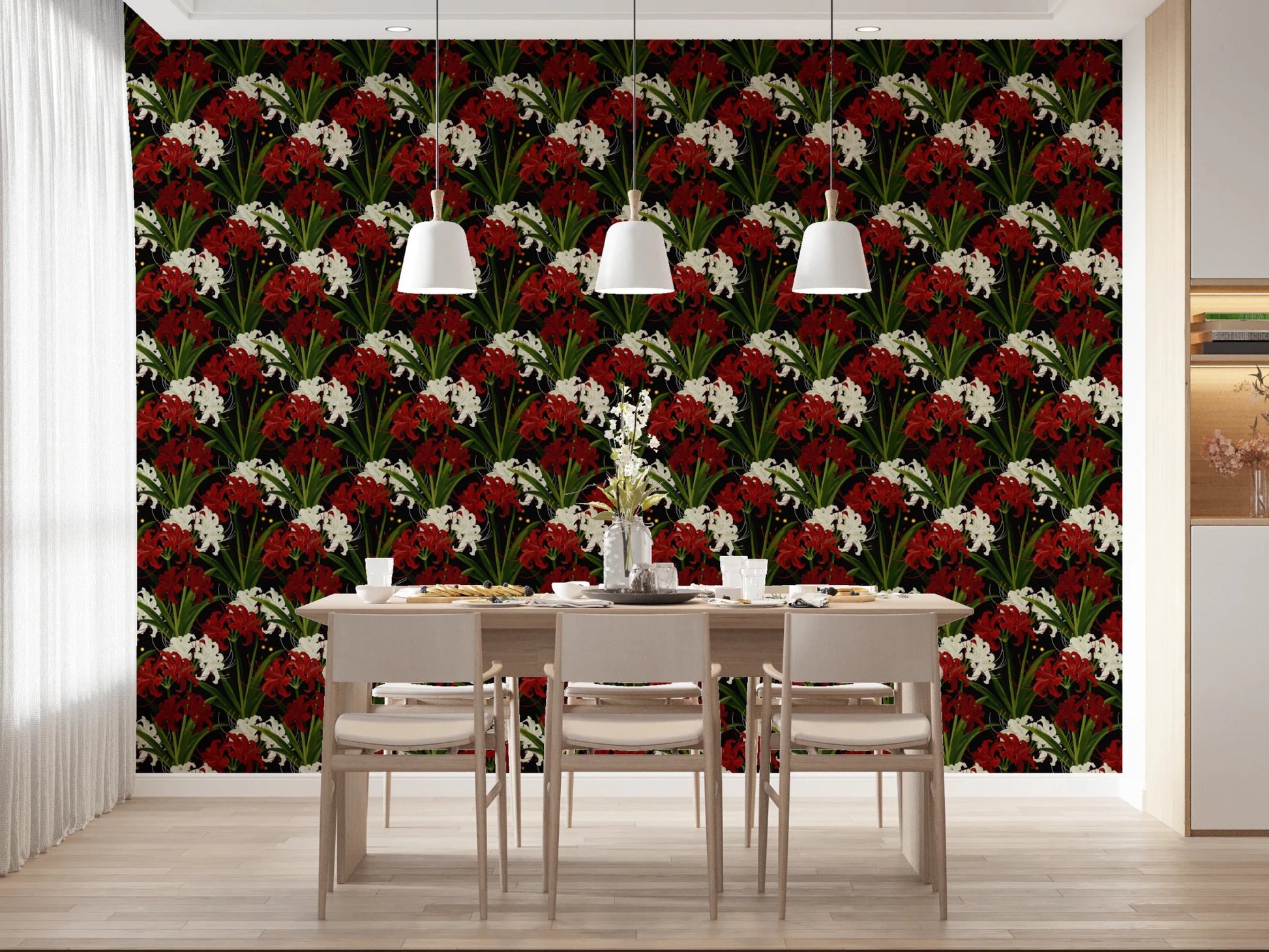 Lycoris Radiata Midnight Romantic spiderlily pattern Wallpaper⁠