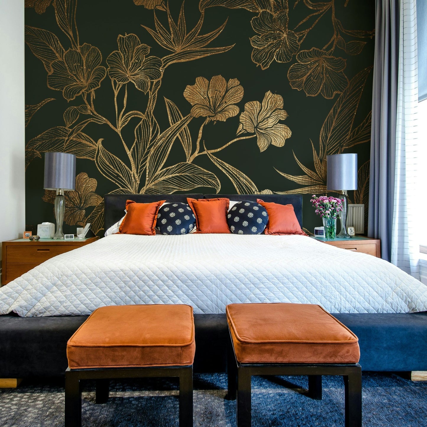 Wall covering evoking old-world charm and luxury.
