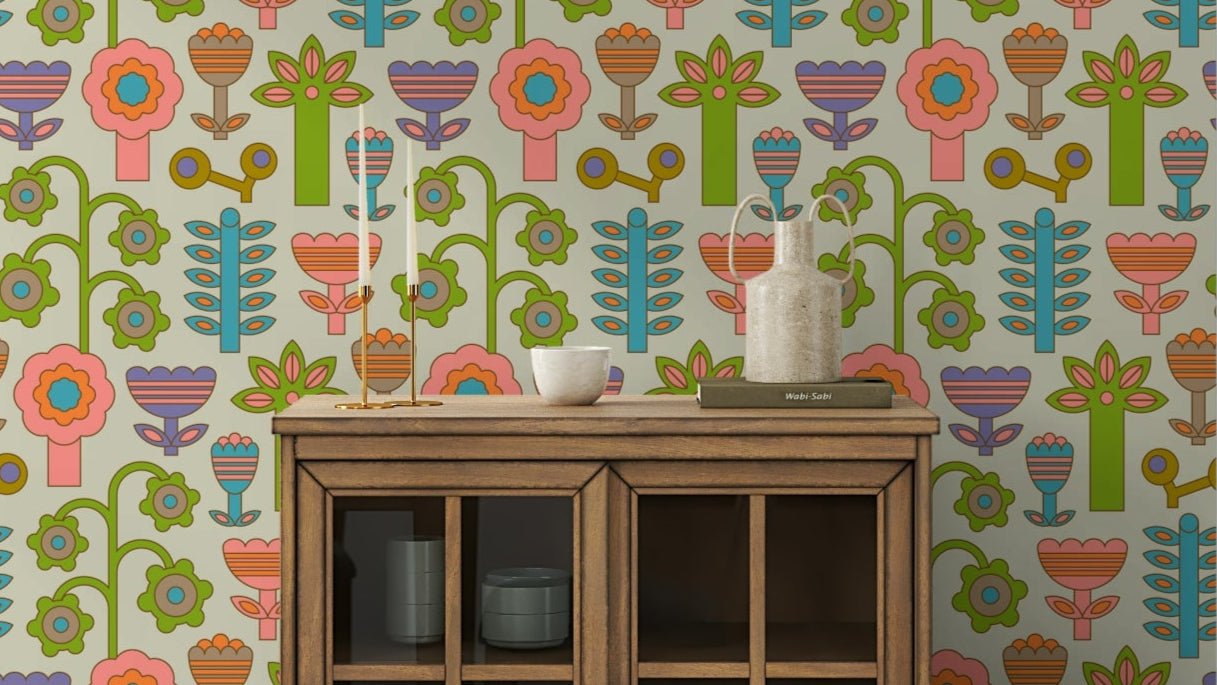 The color palette is warm pastels, including creams and soft hues.
