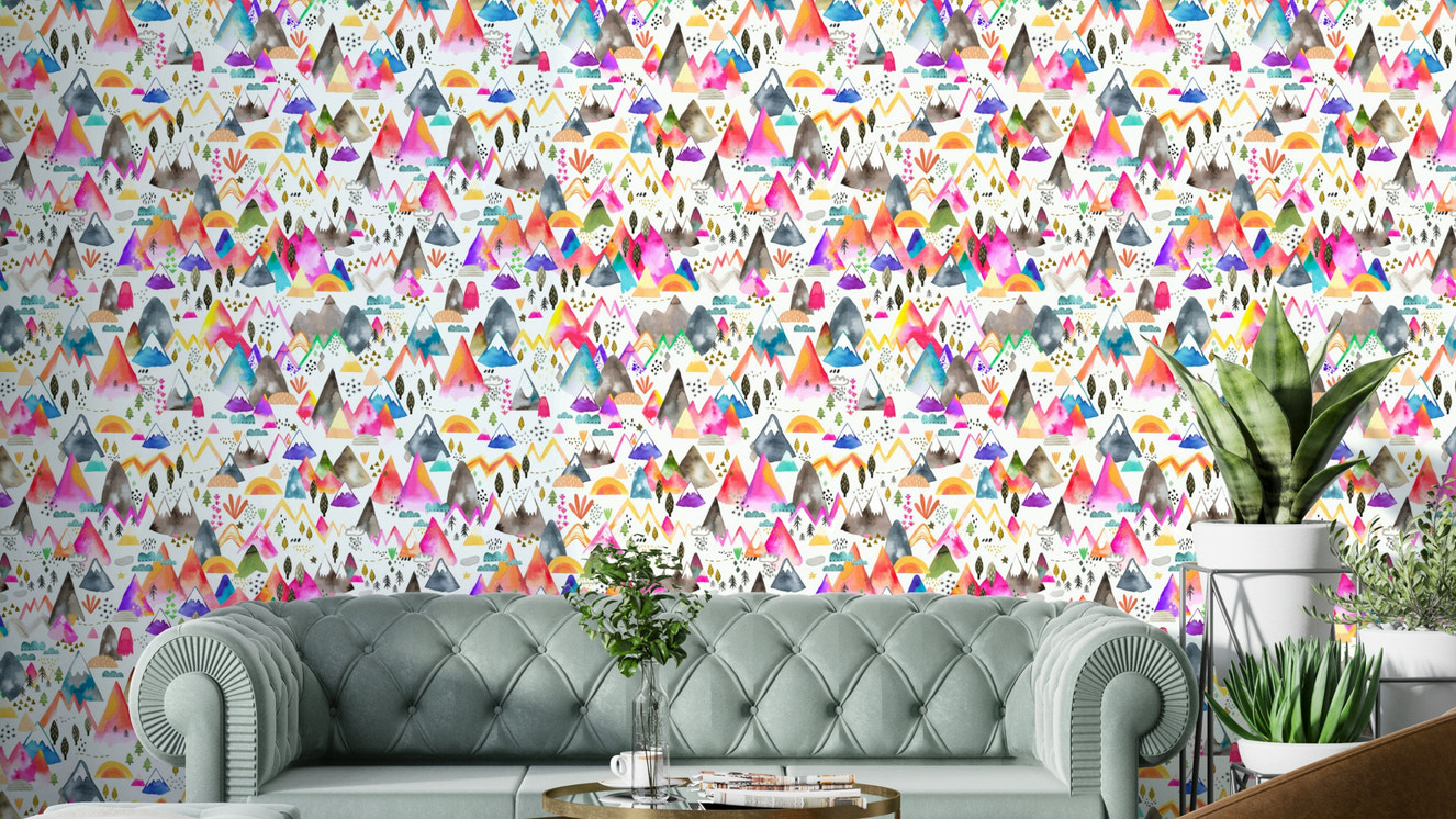 Magical mountain wallpaper for kids’ rooms

