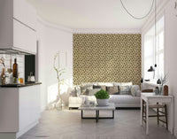 Neutral floral wallpaper in beige and dusty mauve hues

