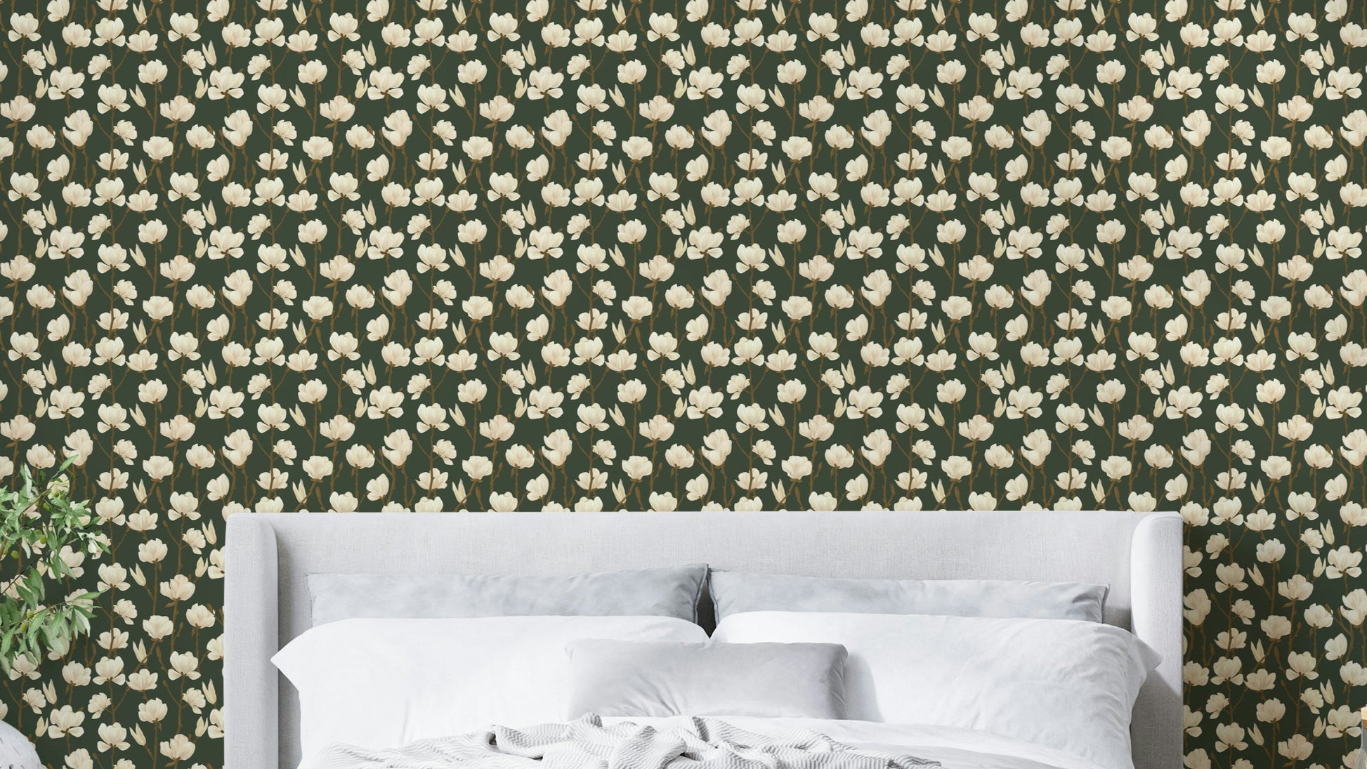 Moody magnolia forest dusk wallpaper for elegant interiors

