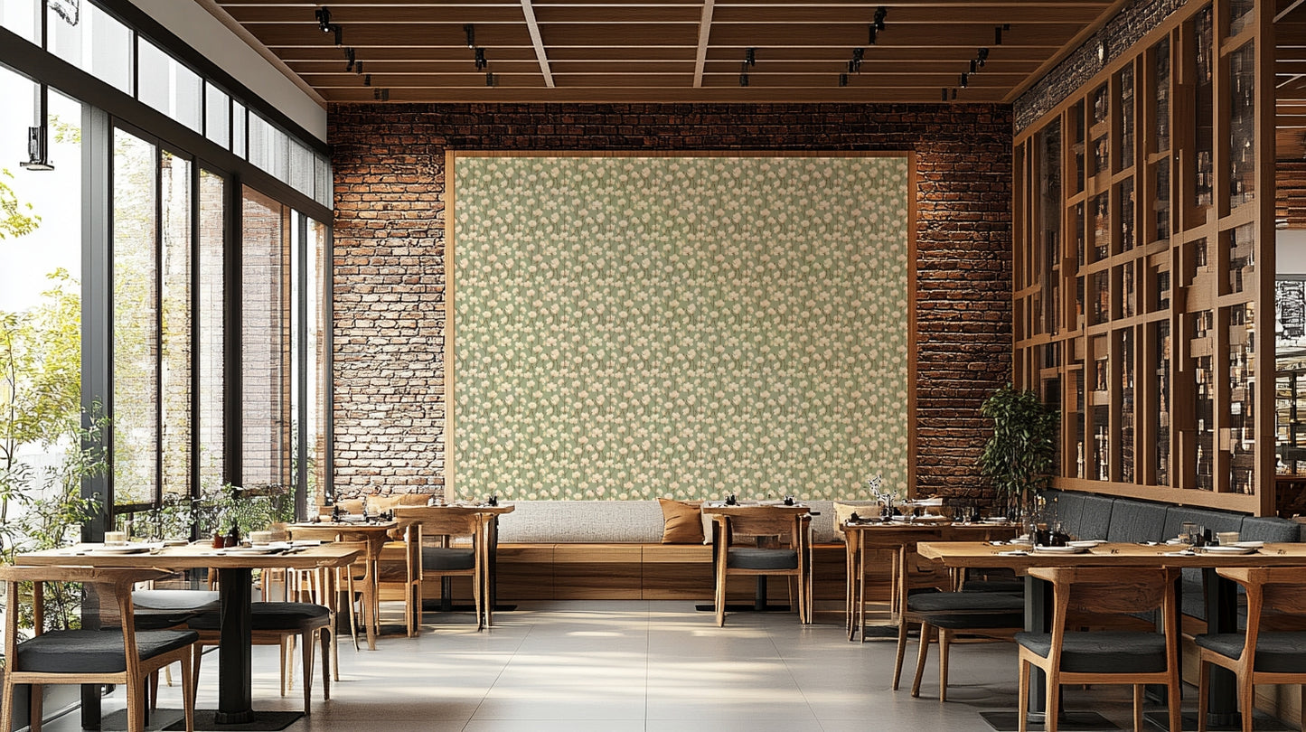 Hand-drawn magnolia flowers on soft green background

