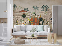 The Maharaja's Elephant Parade wall mural establishes a grand centre inside sleek entryway.