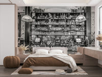 A close-up view shows the fine details of the bottles and glassware.

