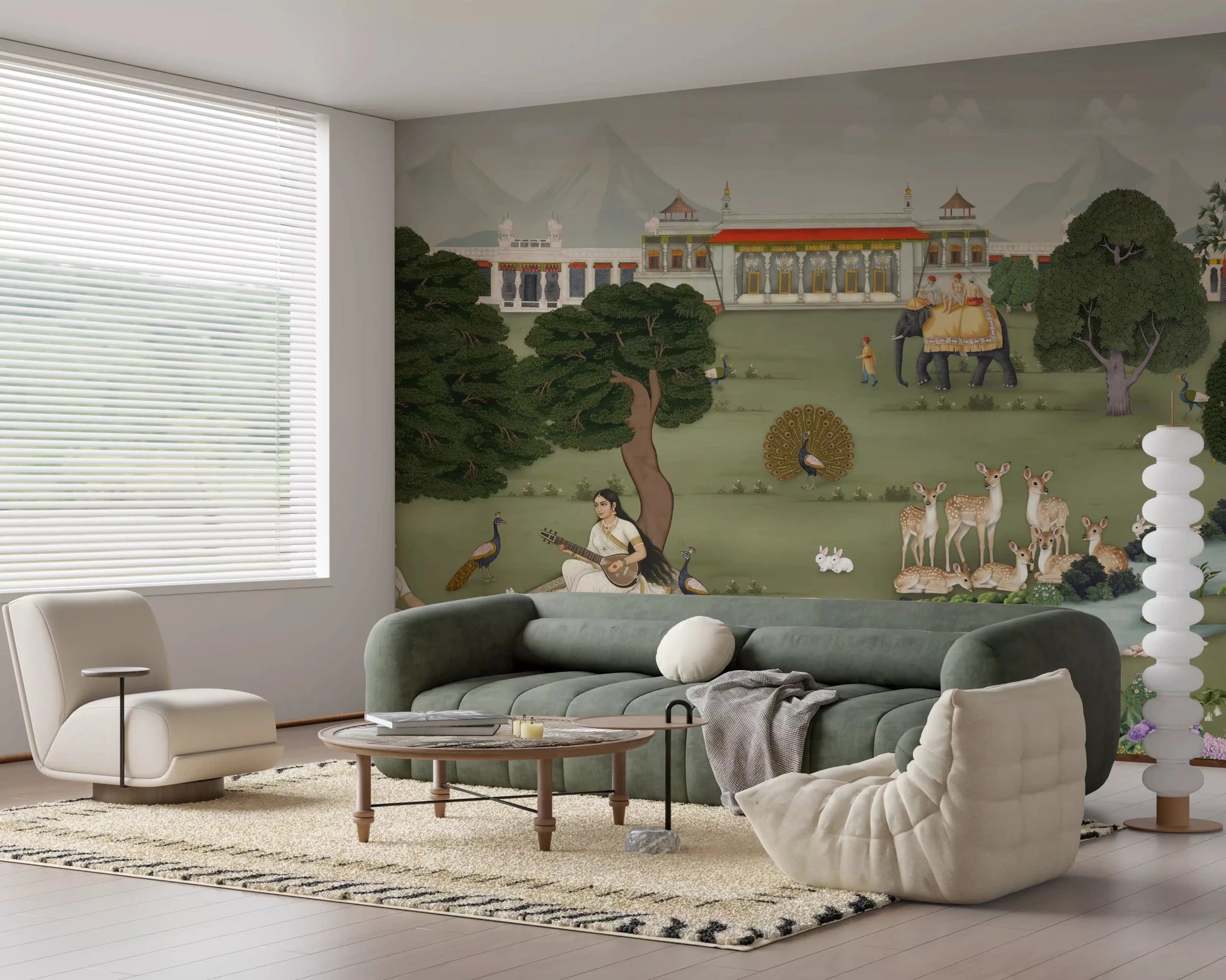 Majestic India Nature's Melody Wall Mural with a royal palace view.