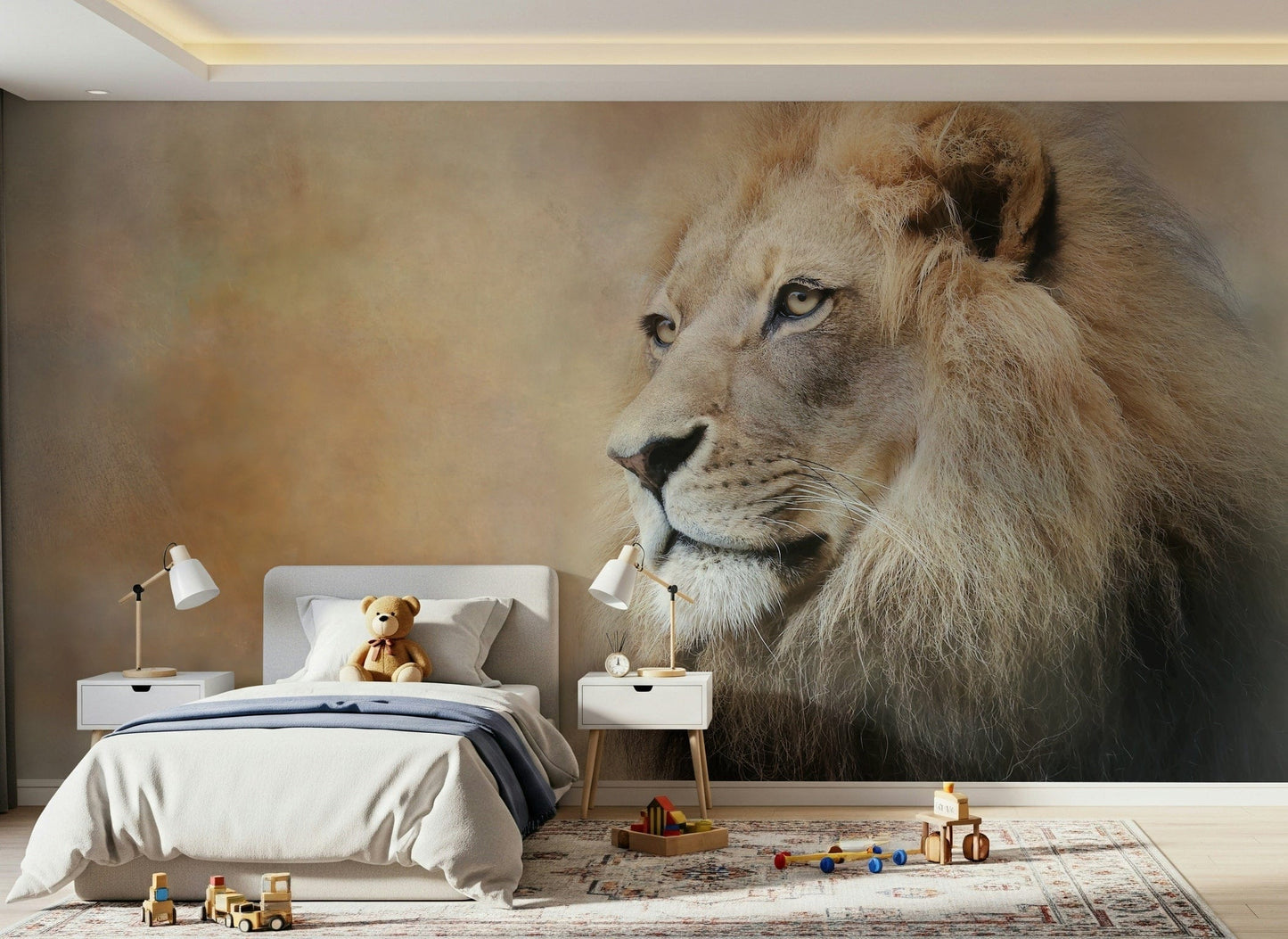 King of the Jungle Wall Mural – Regal lion mural capturing the essence of pride, courage, and dominance.