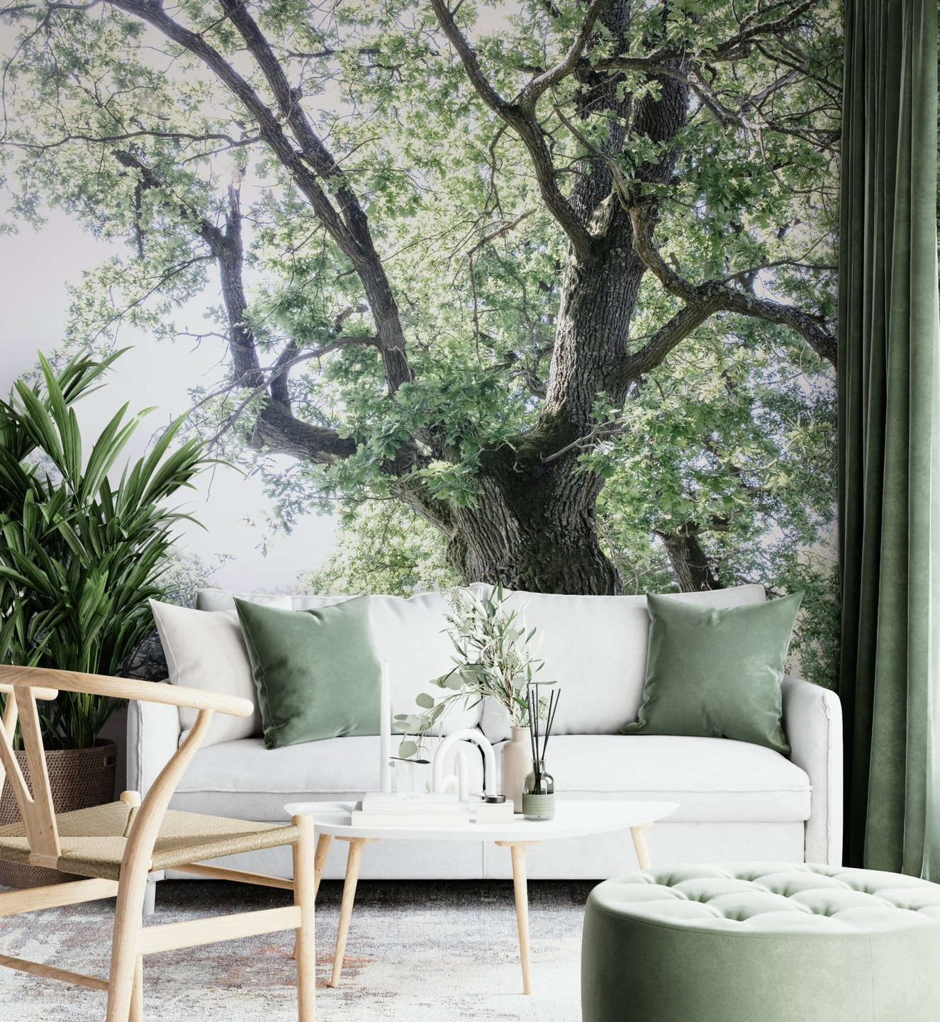 Majestic oak tree mural wallpaper

