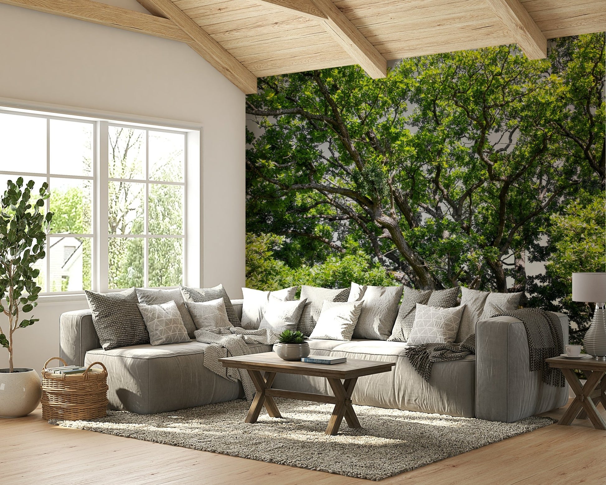 Sunlight through leaves wall mural
