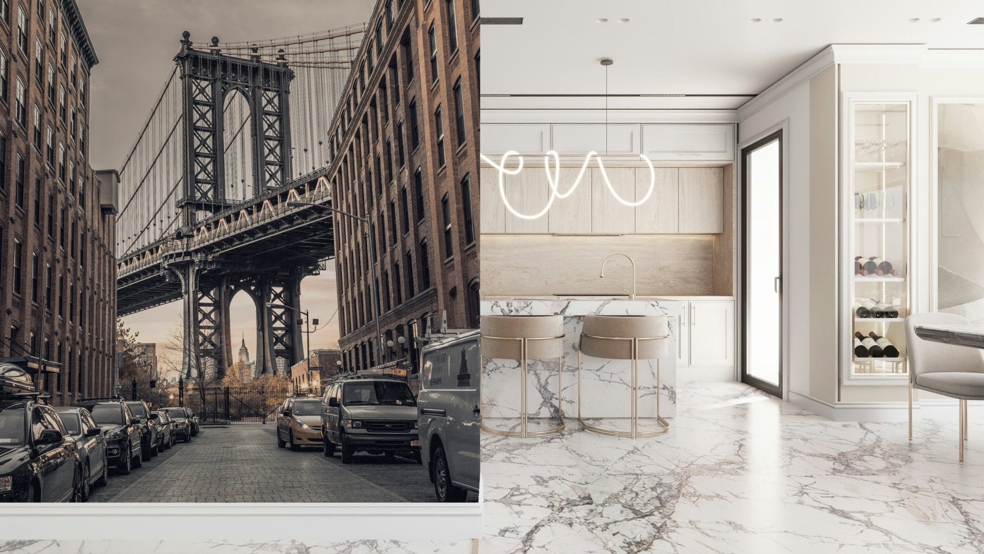 Vertical framing Manhattan view, focusing upon the bridge's massive scale.