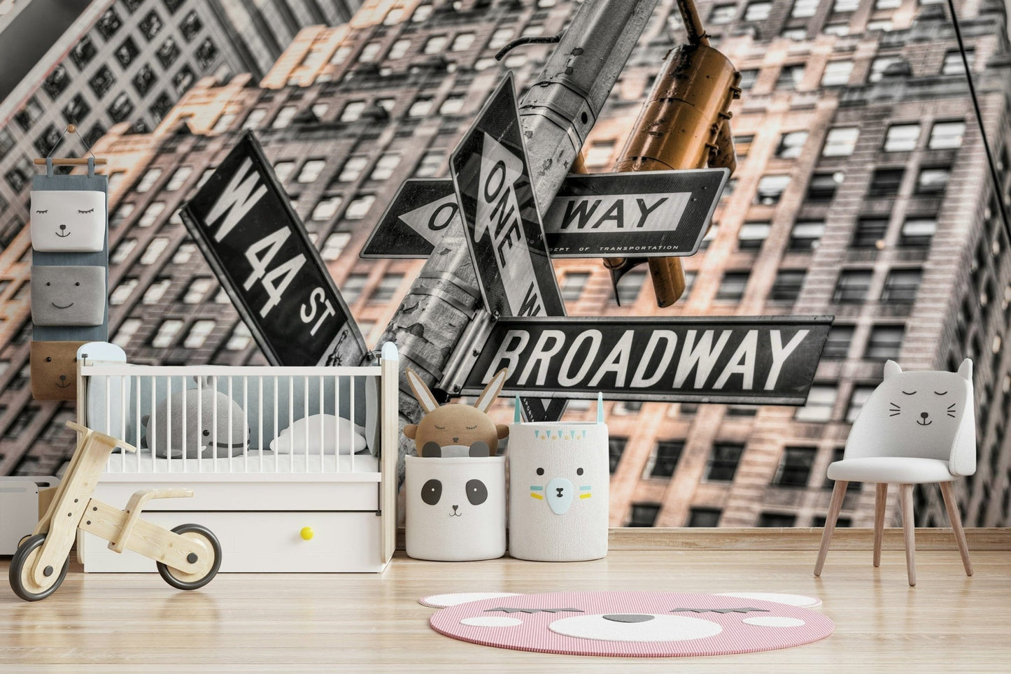 Wall décor featuring a famous NYC junction, spectacular Broadway sign wallpaper.